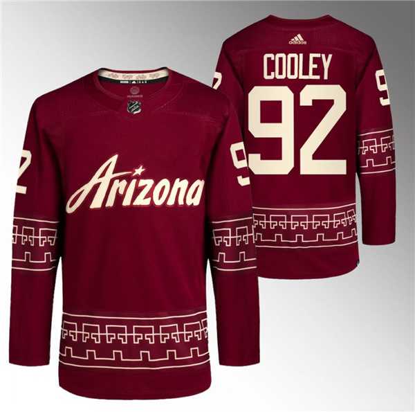 Mens Arizona Coyotes #92 Logan Cooley Garnet Alternate Pro Jersey Dzhi